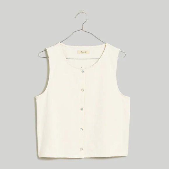 Madewell Button-Front Crewneck Crop Tank Vest - M - Picture 1 of 5